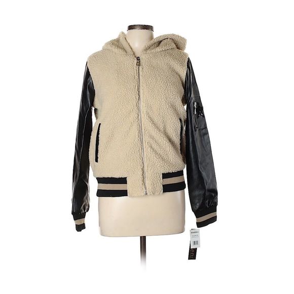 Madden NYC Sleeve-Pocket Sherpa Varsity Jacket New - Picture 3 of 5